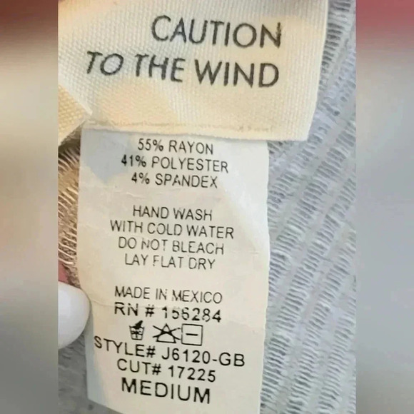 Caution to the Wind Brown White Seersucker Ruffle Faux Wrap V-Neck Dress size M - Picture 7 of 9